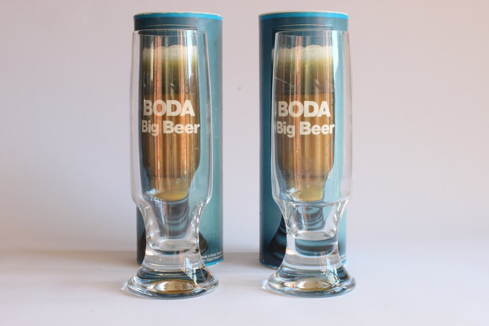 Big Beer Glasses by Signe Persson-Melin for Boda Sweden, 1970s, Set of 2