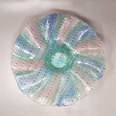 Big Blue, Pink and Green Murano Glass Centerpiece by Linea Arte, Italy, 1960s-QGR-1195826