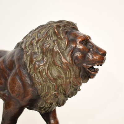 Big German Art Deco Lion Sculpture in Ceramic, Terracotta Copper, 1930-FB-882674