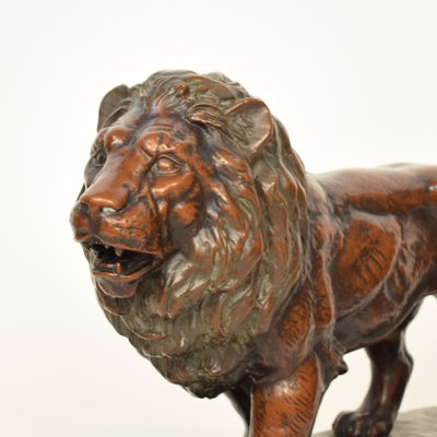 Big German Art Deco Lion Sculpture in Ceramic, Terracotta Copper, 1930-FB-882674