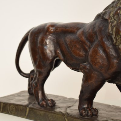 Big German Art Deco Lion Sculpture in Ceramic, Terracotta Copper, 1930-FB-882674