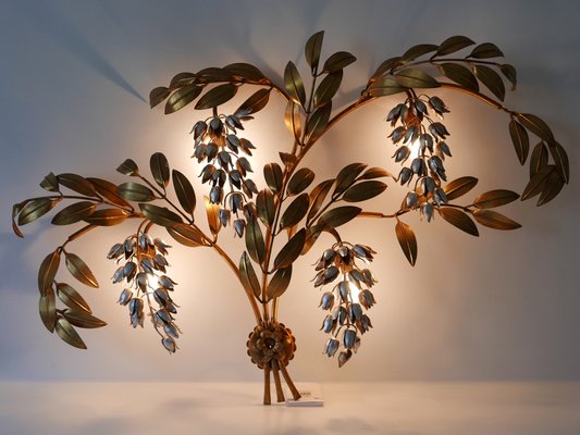 Big German Pioggia Doro Gilt Metal Wall Lamp by Hans Kögl, 1970s-WPT-1183124