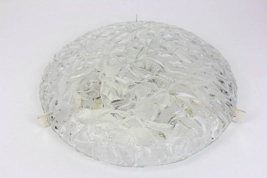 Big German Round Ice Glass Flush Mount from Kaiser, 1970s