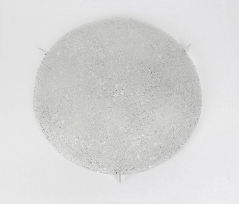 Big German Round Ice Glass Flush Mount from Kaiser, 1970s-UGR-1086087