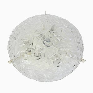 Big German Round Ice Glass Flush Mount from Kaiser, 1970s-UGR-1086041