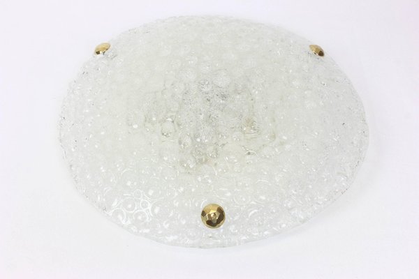 Big German Round Murano Ice Glass Flush Mount from Hillebrand, 1970s-UGR-1086113