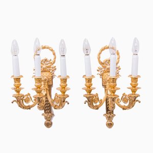 Big Gilded Sconces, 1890s, Set of 2-SPD-803259