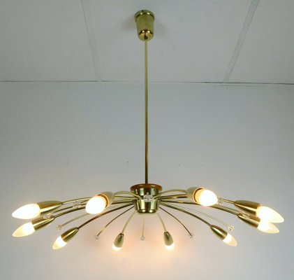 Big Mid-Century Austrian Brass Sputnik Spider Ceiling Lamp by Rupert Nikoll, 1950s-FH-1121830