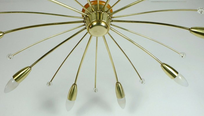 Big Mid-Century Austrian Brass Sputnik Spider Ceiling Lamp by Rupert Nikoll, 1950s-FH-1121830