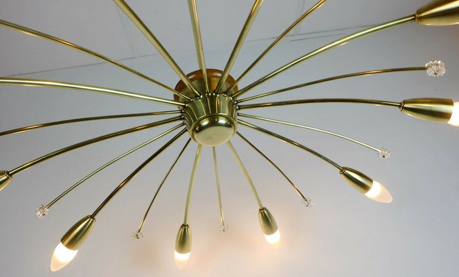 Big Mid-Century Austrian Brass Sputnik Spider Ceiling Lamp by Rupert Nikoll, 1950s-FH-1121830