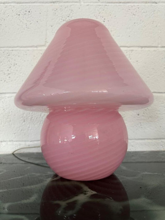 Big Murano Mushroom Table Lamp in Pink Swirl, 1970