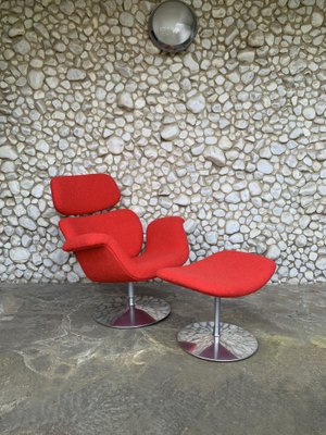 Big Tulip Lounge Chair and Ottoman by Pierre Paulin for Artifort, 1980s, Set of 2-ZM-1884230