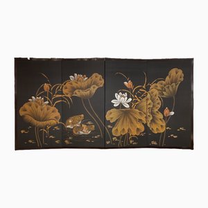 Biombo Oriental Black Lotus Panel, 1950s-RFP-2029037