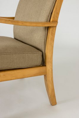 Birch and Linen Lounge Chairs by Axel Larsson for Bodafors, Sweden, 1930s, Set of 2-NL-787800