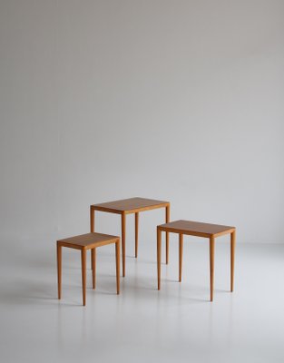 Birch Nesting Tables by Severin Hansen Jr for Haslev Møbelfabrik, Denmark, Set of 3-WRF-1133970