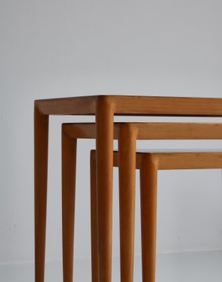 Birch Nesting Tables by Severin Hansen Jr for Haslev Møbelfabrik, Denmark, Set of 3-WRF-1133970