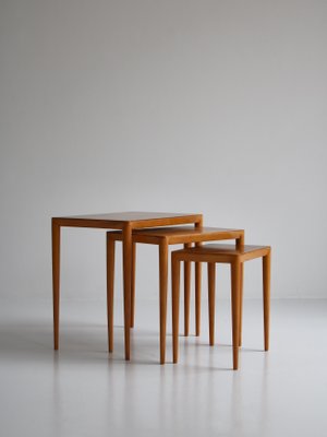 Birch Nesting Tables by Severin Hansen Jr for Haslev Møbelfabrik, Denmark, Set of 3-WRF-1133970