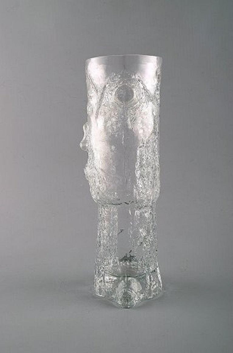 Birch Stub Vase in Clear Art Glass by Eugen Montelin for Reijmyre Glass, 1974