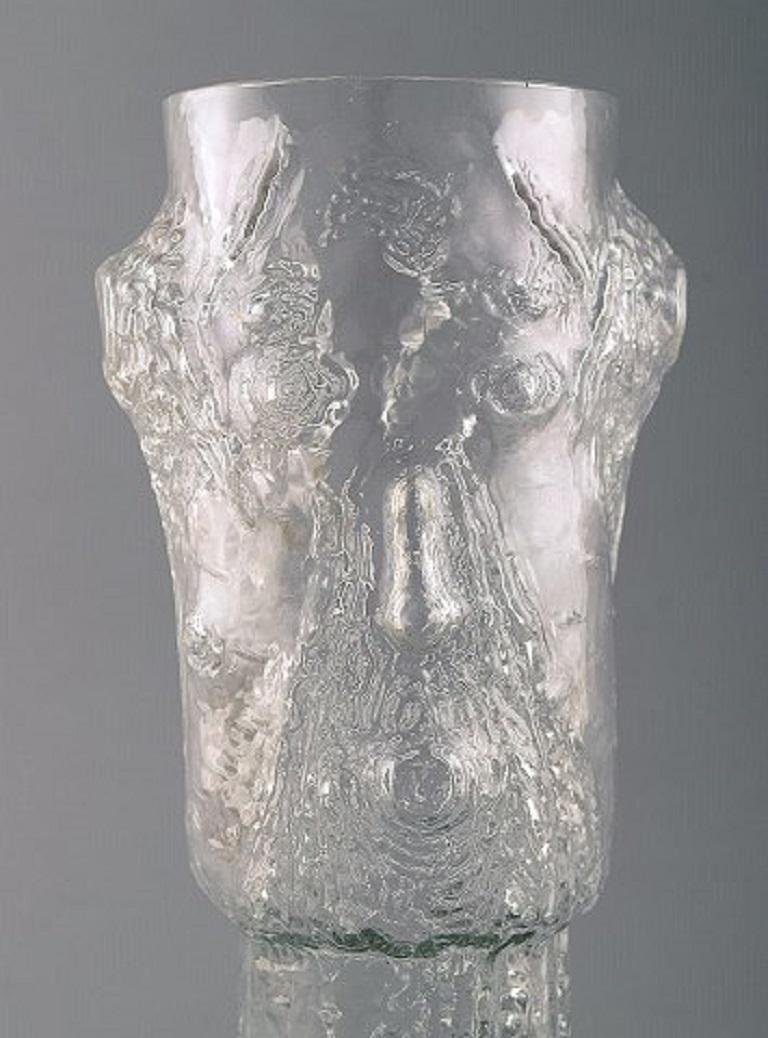 Birch Stub Vase in Clear Art Glass by Eugen Montelin for Reijmyre Glass, 1974