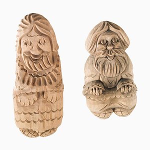 Birch Wood Statuettes, Set of 2-NJV-843526