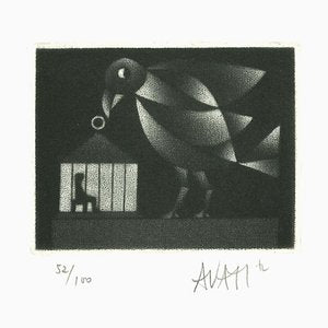 Bird and Cage - Original Etching on Paper by Mario Avati - 1970s 1970s-ZCI-767582