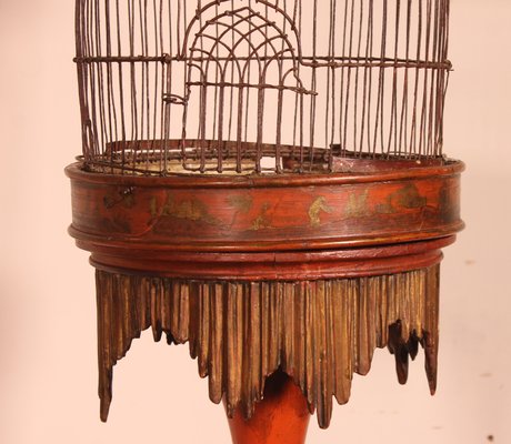 Bird Cage on Stand with Chinoiserie Decor, 19th Century-HPU-1076255