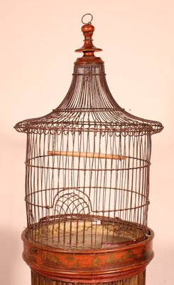 Bird Cage on Stand with Chinoiserie Decor, 19th Century-HPU-1076255