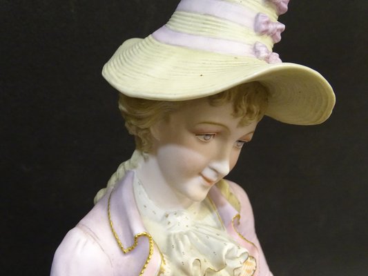 Biscuit Porcelain Figure of Lady, Sitzendorf, 1800s-NUC-1332135