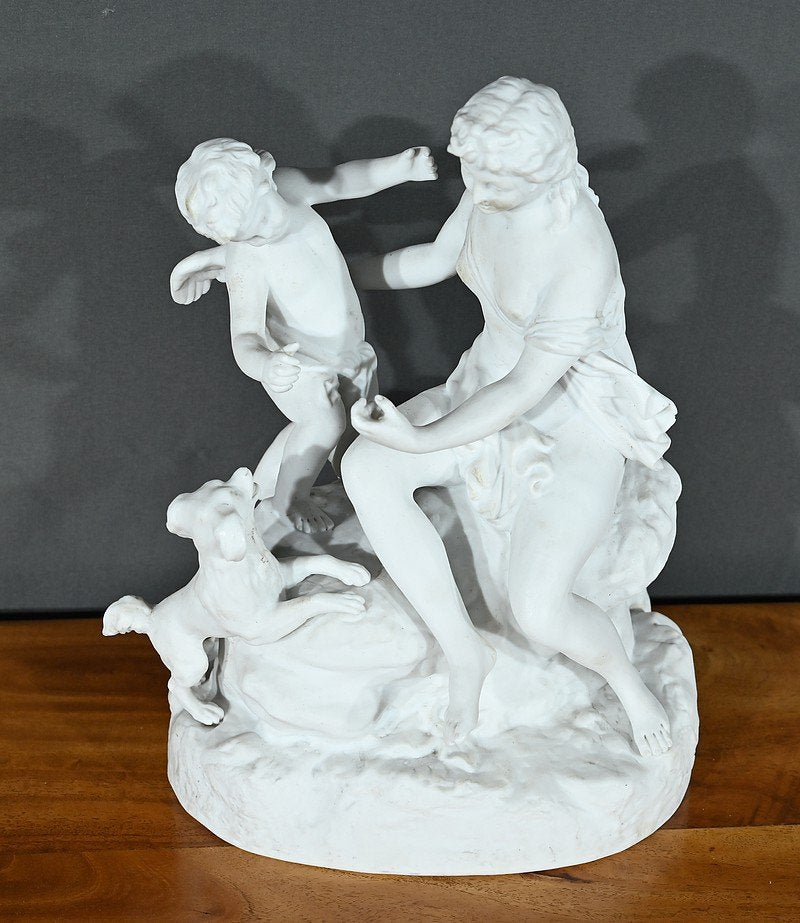 Bisque Sculpture of Venus and Amor, Late 19th Century