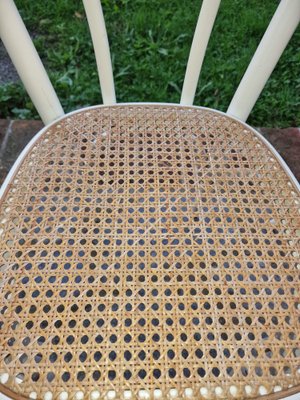 Bistro Chairs in White Painted Beech and Vienna Straw attributed to Michael Thonet, 1980s, Set of 8-EBW-2036243