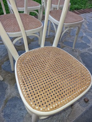 Bistro Chairs in White Painted Beech and Vienna Straw attributed to Michael Thonet, 1980s, Set of 8-EBW-2036243