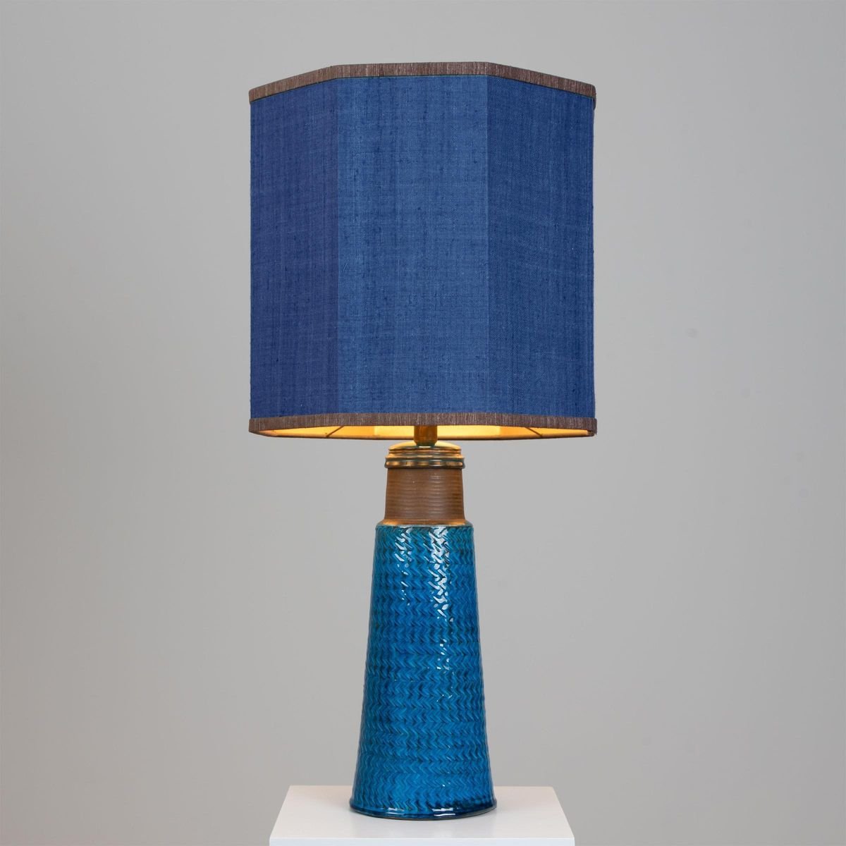 Bitossi Ceramic Table Lamp with New Silk Custom Made Lampshade René Houben, 1960s