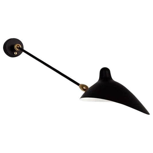 Black 1 Straight Arm 2 Swivel Wall Lamp by Serge Mouille