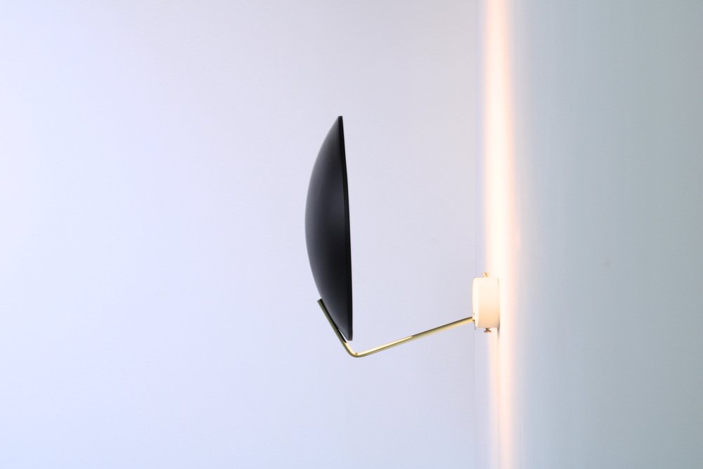 Black 232 Wall Lamp in Brass attributed to Bruno Gatta for Stilnovo, 1950s