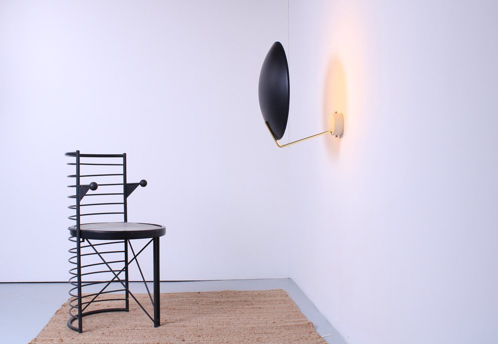 Black 232 Wall Lamp in Brass attributed to Bruno Gatta for Stilnovo, 1950s