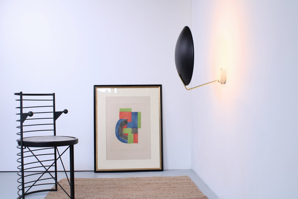 Black 232 Wall Lamp in Brass attributed to Bruno Gatta for Stilnovo, 1950s