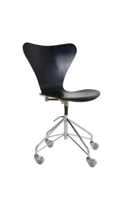 Black 3117 Office Swivel Chair by Arne Jacobsen for Fritz Hansen, 1970-NIX-1804702