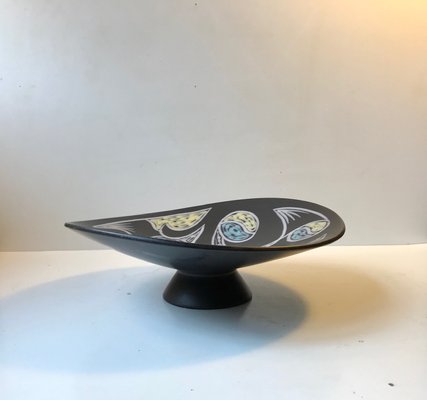 Black Abstract Pottery Bowl Burgundia by Svend Aage Holm-Sorensen for Soholm, 1950s-LCR-819710