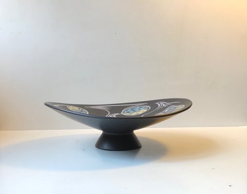 Black Abstract Pottery Bowl Burgundia by Svend Aage Holm-Sorensen for Soholm, 1950s-LCR-819710