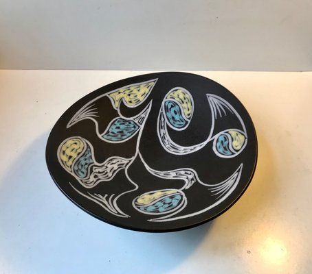 Black Abstract Pottery Bowl Burgundia by Svend Aage Holm-Sorensen for Soholm, 1950s-LCR-819710