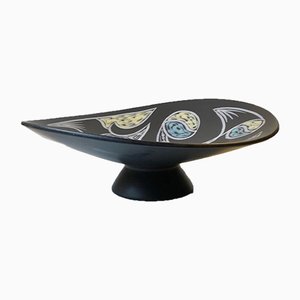 Black Abstract Pottery Bowl Burgundia by Svend Aage Holm-Sorensen for Soholm, 1950s-LCR-819710