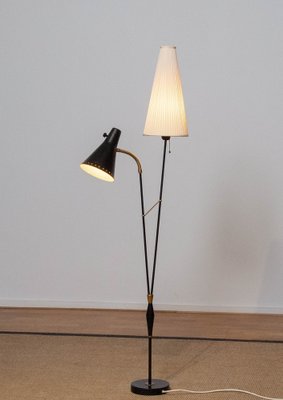 Black and Brass Floor Reading Lamp attributed to Hans Bergström for Attaljé Lyktan, 1950s-JE-1401196