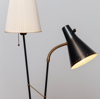 Black and Brass Floor Reading Lamp attributed to Hans Bergström for Attaljé Lyktan, 1950s-JE-1401196