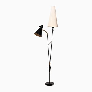 Black and Brass Floor Reading Lamp attributed to Hans Bergström for Attaljé Lyktan, 1950s-JE-1401196