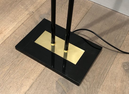 Black and Brass Lacquered Metal Parquet Floor Lamp-BA-1365337