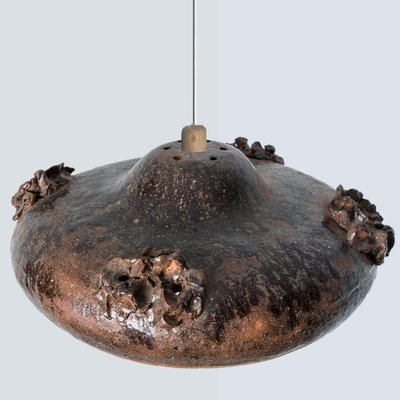 Black and Brown Ceramic Pendant Light, Denmark, 1970s-VDW-1754770