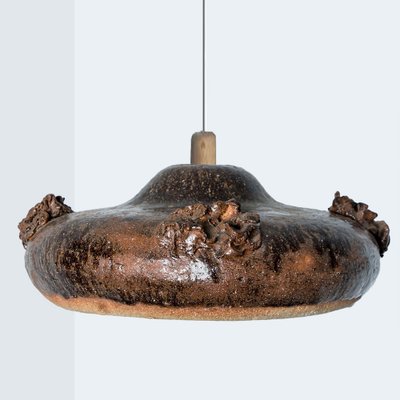 Black and Brown Ceramic Pendant Light, Denmark, 1970s-VDW-1754770