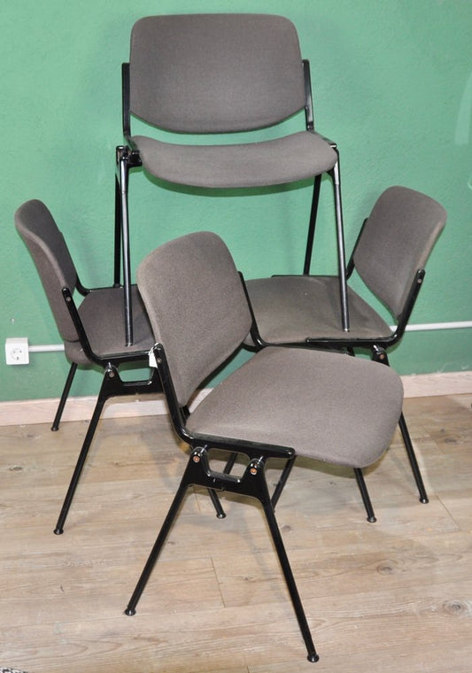 Black and Gray Castelli Chairs by Giancarlo Piretti, 1970s, Set of 4