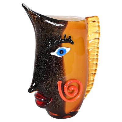 Black and Orange Sommerso Murano Glass Vase by Mario Badioli, 1980s-JDR-1355702