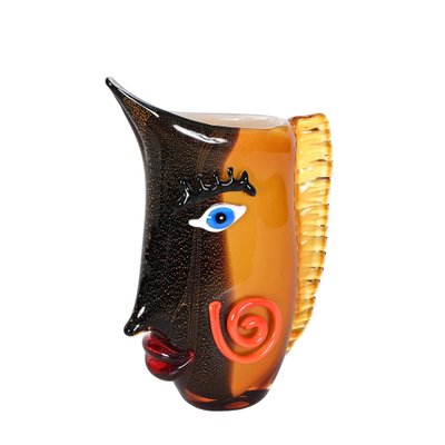 Black and Orange Sommerso Murano Glass Vase by Mario Badioli, 1980s-JDR-1355702